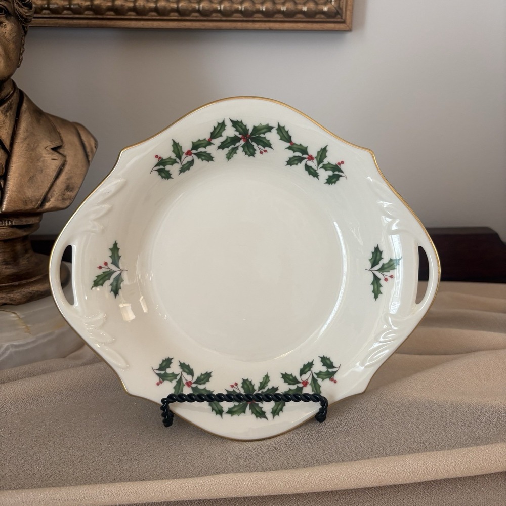 Lenox China Holiday Candy Dish, Hand Decorated with 24K Gold, 8 1/4"
